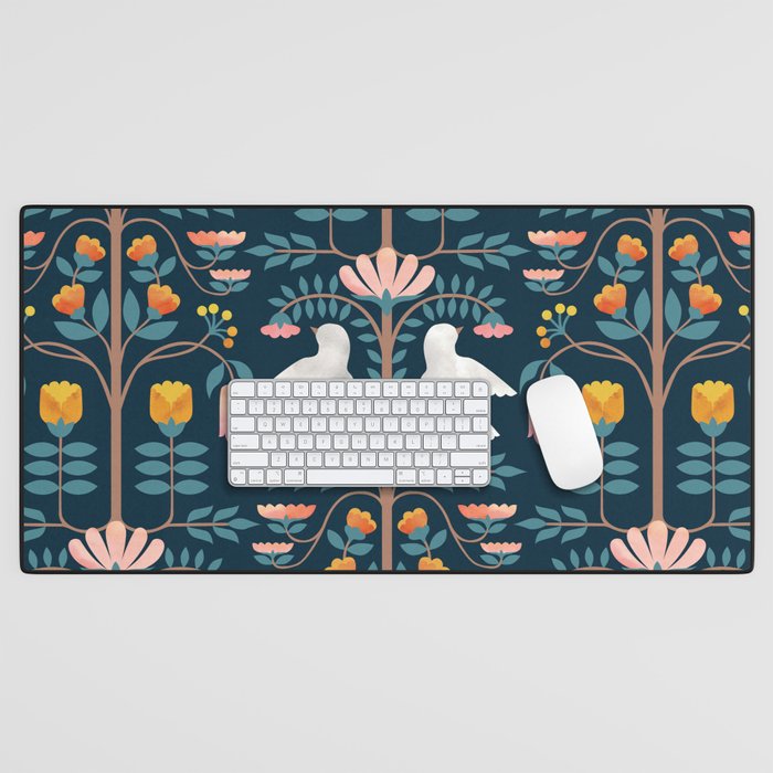 Folk Forest Scandinavian Birds Desk Mat Gallery Image 1