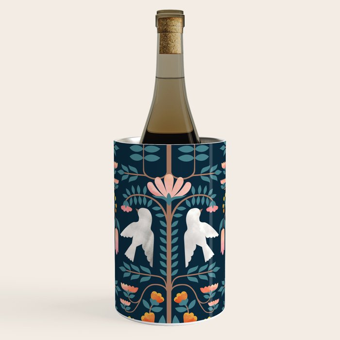 Folk Forest Scandinavian Birds Wine Chiller Gallery Image 1