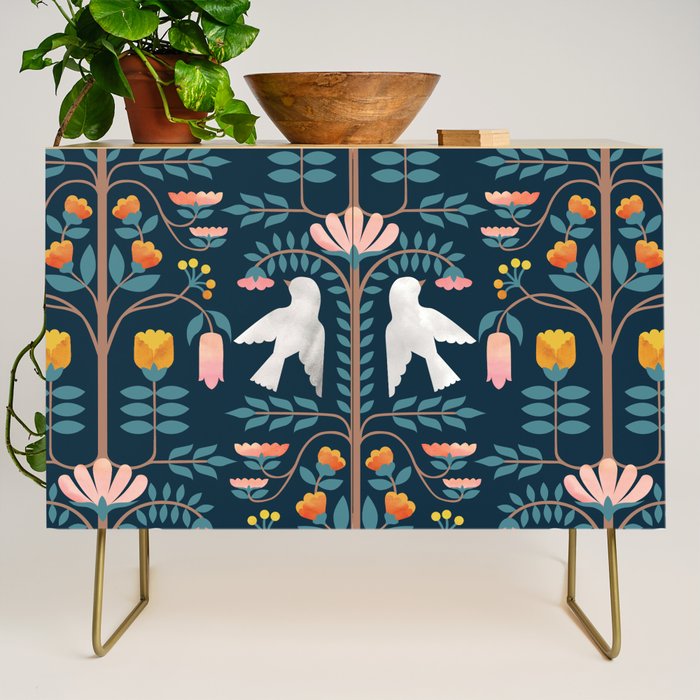 Folk Forest Scandinavian Birds Credenza Gallery Image 1