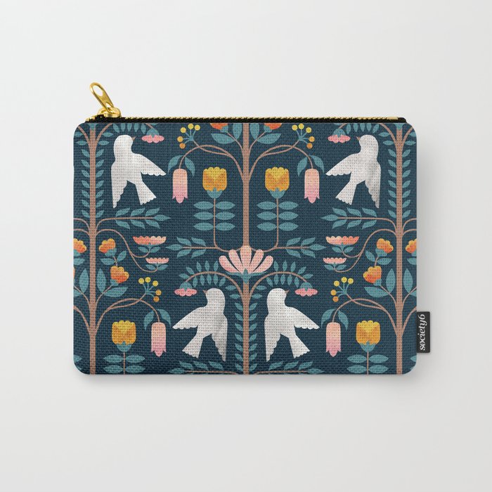 Folk Forest Scandinavian Birds Carry All Pouch Gallery Image 1