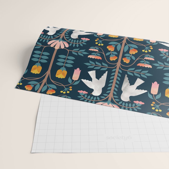 Folk Forest Scandinavian Birds Wrapping Paper Gallery Image 2