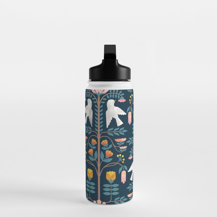 Folk Forest Scandinavian Birds Water Bottle Gallery Image 3