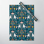 Folk Forest Scandinavian Birds Wrapping Paper Gallery Image 1