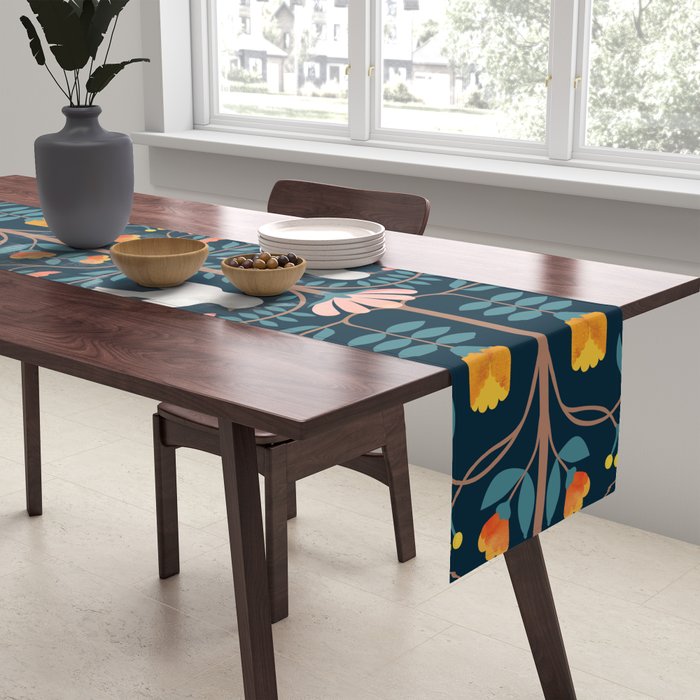 Folk Forest Scandinavian Birds Table Runner Gallery Image 2