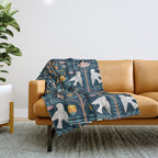 Folk Forest Scandinavian Birds Throw Blanket Gallery Image 1