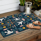 Folk Forest Scandinavian Birds Outdoor Rug Gallery Image 2