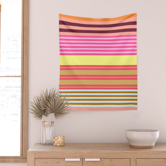 stripe pattern -bright Wall Tapestry Gallery Image 2