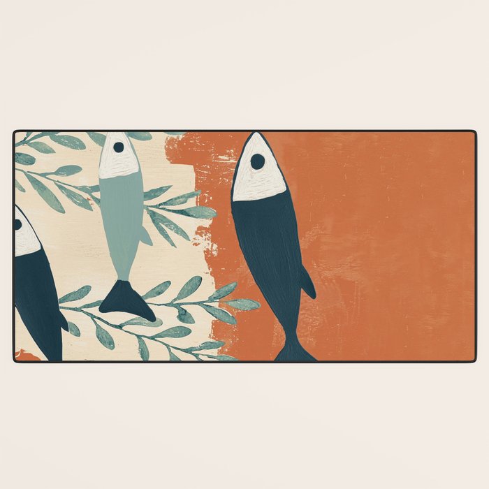 Three Swimming Fish Desk Mat Gallery Image 3