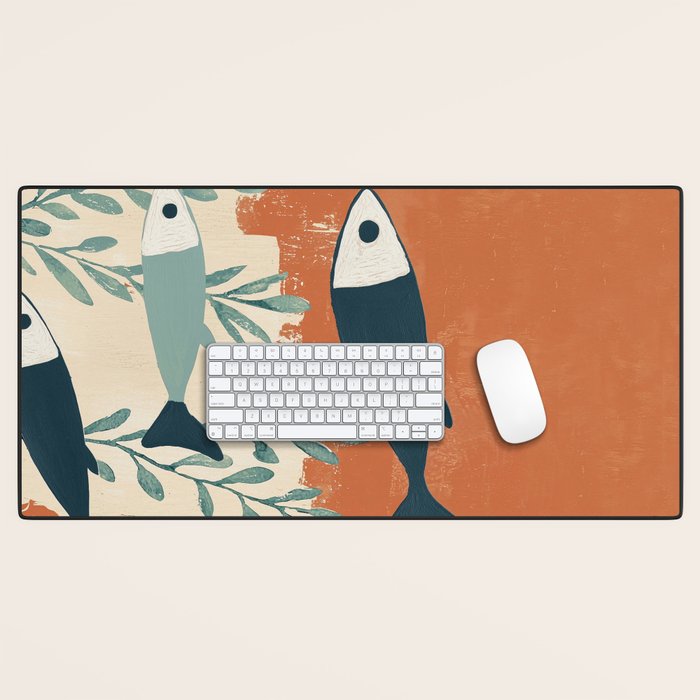 Three Swimming Fish Desk Mat Gallery Image 1