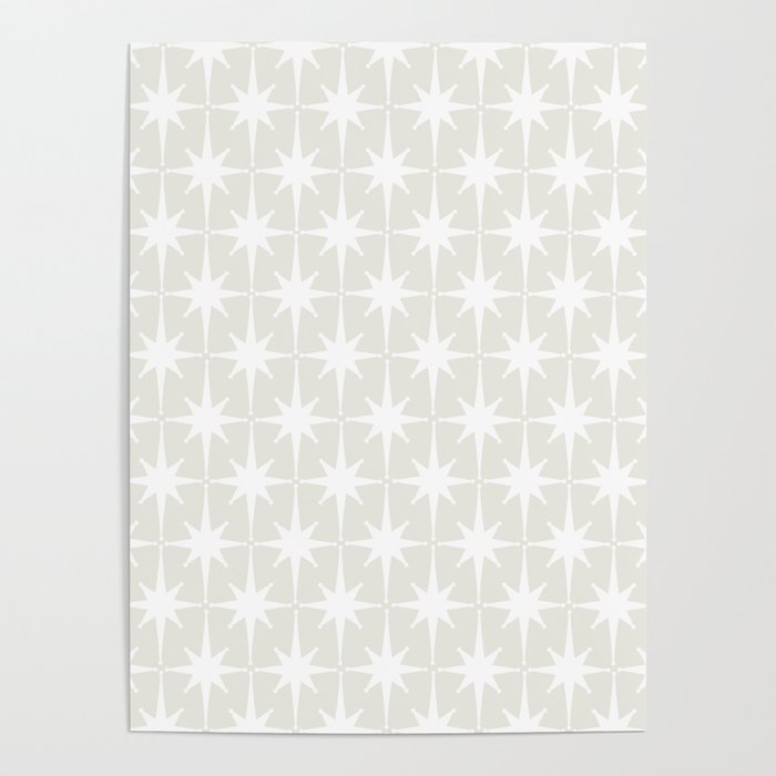 Midcentury Modern Atomic Starburst Pattern in Pale Beige Greige and White Poster Gallery Image 1