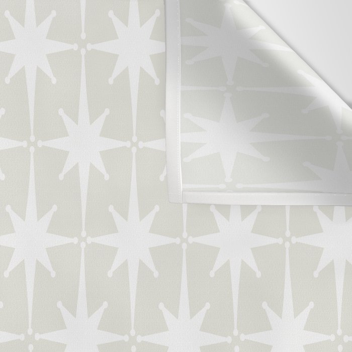 Midcentury Modern Atomic Starburst Pattern in Pale Beige Greige and White Wall Tapestry Gallery Image 3