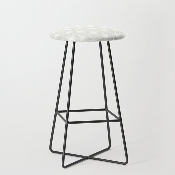 Midcentury Modern Atomic Starburst Pattern in Pale Beige Greige and White Stool Gallery Image 1