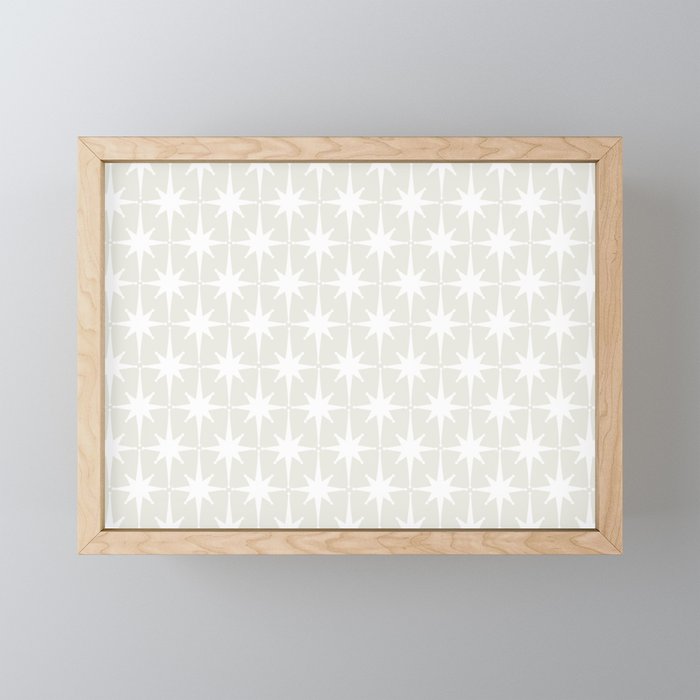 Midcentury Modern Atomic Starburst Pattern in Pale Beige Greige and White Mini Art Print Gallery Image 1