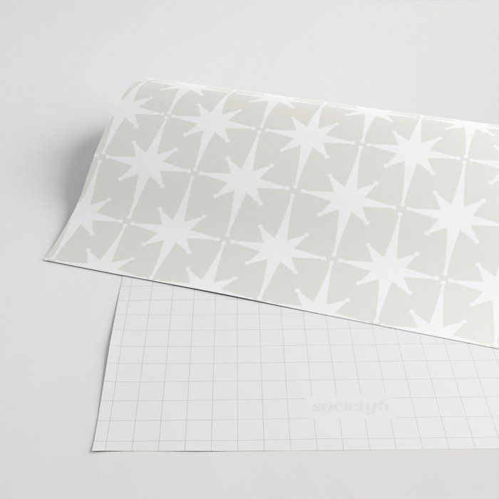 Midcentury Modern Atomic Starburst Pattern in Pale Beige Greige and White Wrapping Paper Gallery Image 2