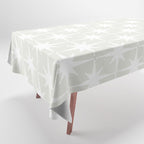 Midcentury Modern Atomic Starburst Pattern in Pale Beige Greige and White Tablecloth Gallery Image 1