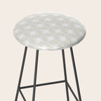 Midcentury Modern Atomic Starburst Pattern in Pale Beige Greige and White Stool Gallery Image 2