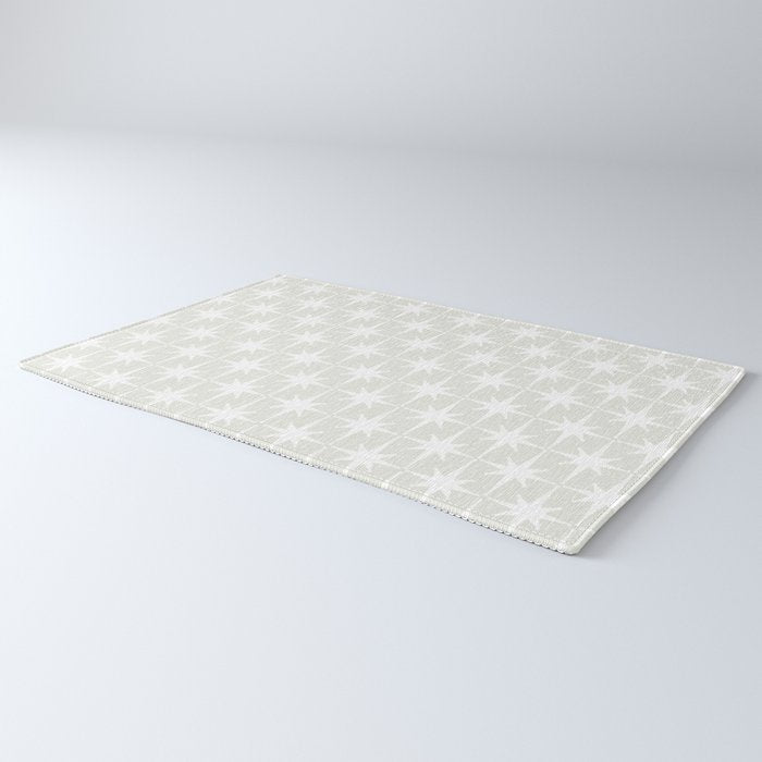 Midcentury Modern Atomic Starburst Pattern in Pale Beige Greige and White Rug Gallery Image 3