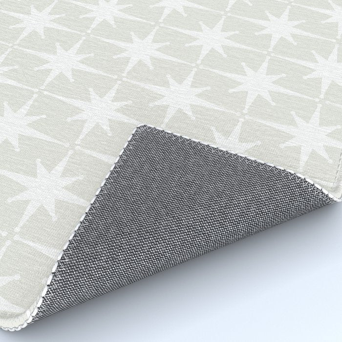 Midcentury Modern Atomic Starburst Pattern in Pale Beige Greige and White Rug Gallery Image 4
