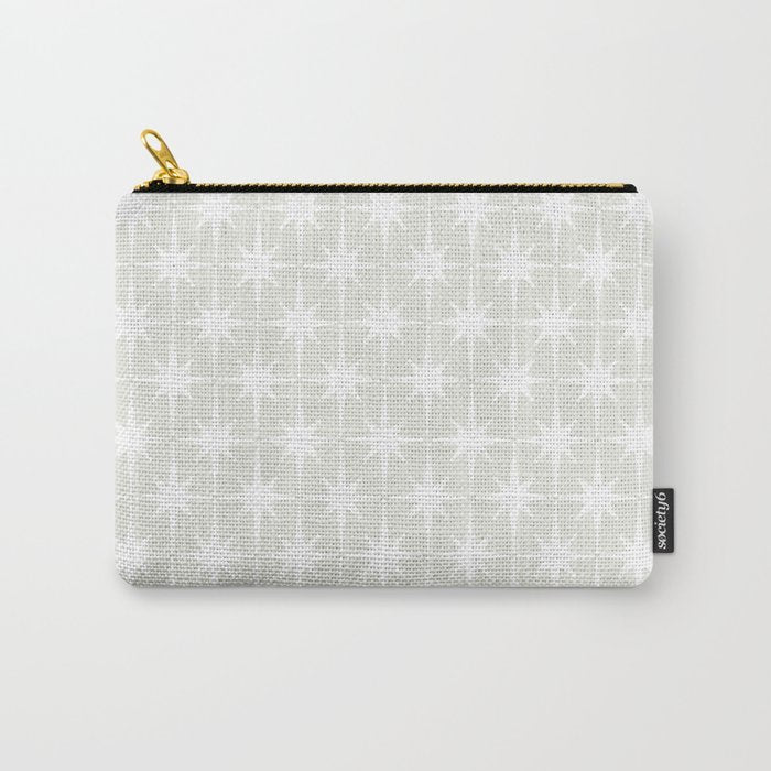 Midcentury Modern Atomic Starburst Pattern in Pale Beige Greige and White Carry All Pouch Gallery Image 1
