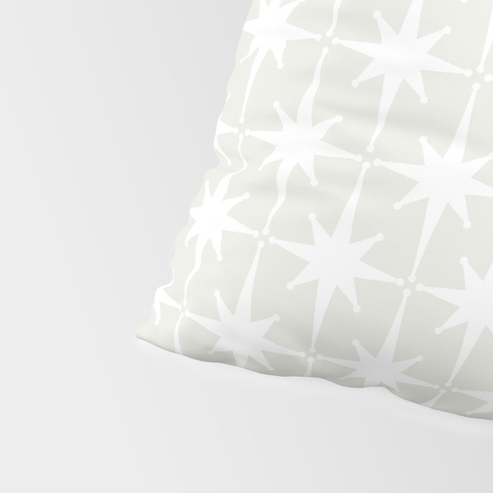 Midcentury Modern Atomic Starburst Pattern in Pale Beige Greige and White Pillow Sham Gallery Image 4