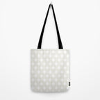 Midcentury Modern Atomic Starburst Pattern in Pale Beige Greige and White Tote Bag Gallery Image 2