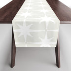 Midcentury Modern Atomic Starburst Pattern in Pale Beige Greige and White Table Runner Gallery Image 1