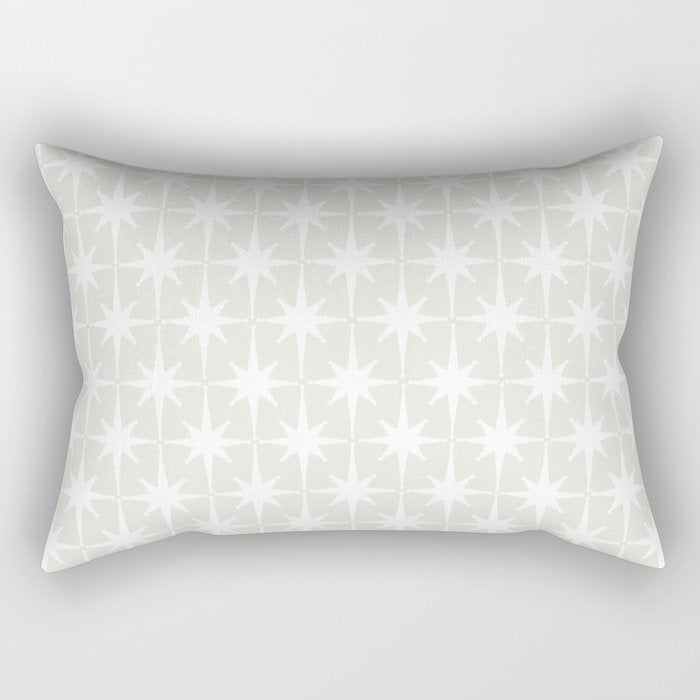 Midcentury Modern Atomic Starburst Pattern in Pale Beige Greige and White Rectangular Pillow Gallery Image 1