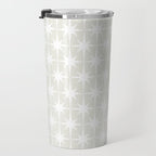 Midcentury Modern Atomic Starburst Pattern in Pale Beige Greige and White Travel Mug Gallery Image 3
