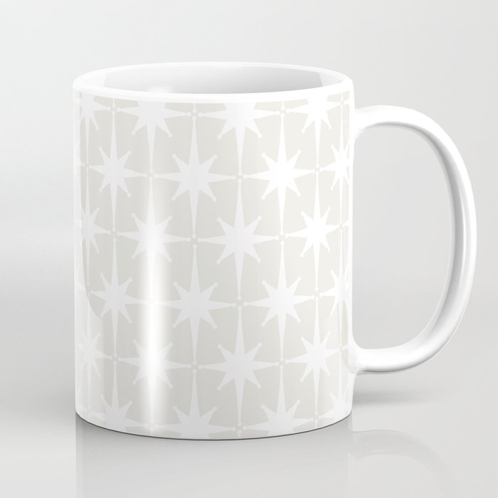 Midcentury Modern Atomic Starburst Pattern in Pale Beige Greige and White Coffee Mug Gallery Image 1