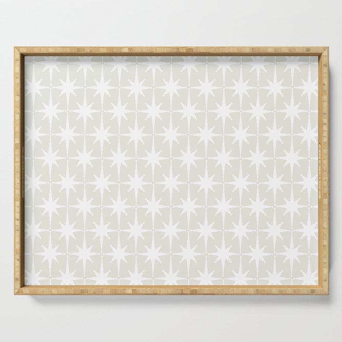 Midcentury Modern Atomic Starburst Pattern in Pale Beige Greige and White Serving Tray Gallery Image 1