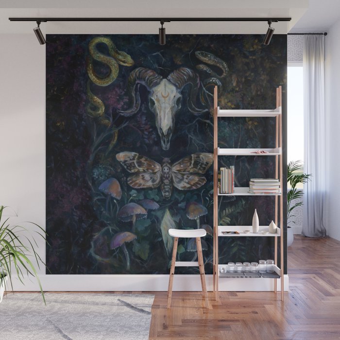 Death Moth Goat Skull Wall Mural Gallery Image 1