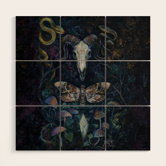 Death Moth Goat Skull Wood Wall Art Gallery Image 1