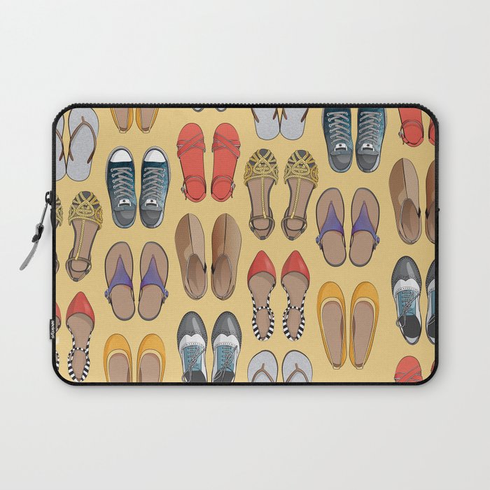 Hard choice // shoes on yellow background Laptop Sleeve Gallery Image 1