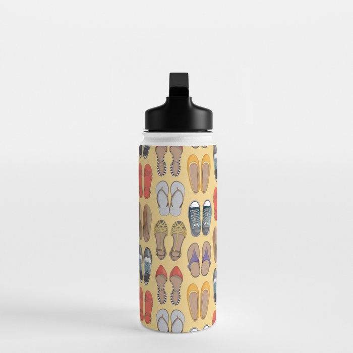 Hard choice // shoes on yellow background Water Bottle Gallery Image 3