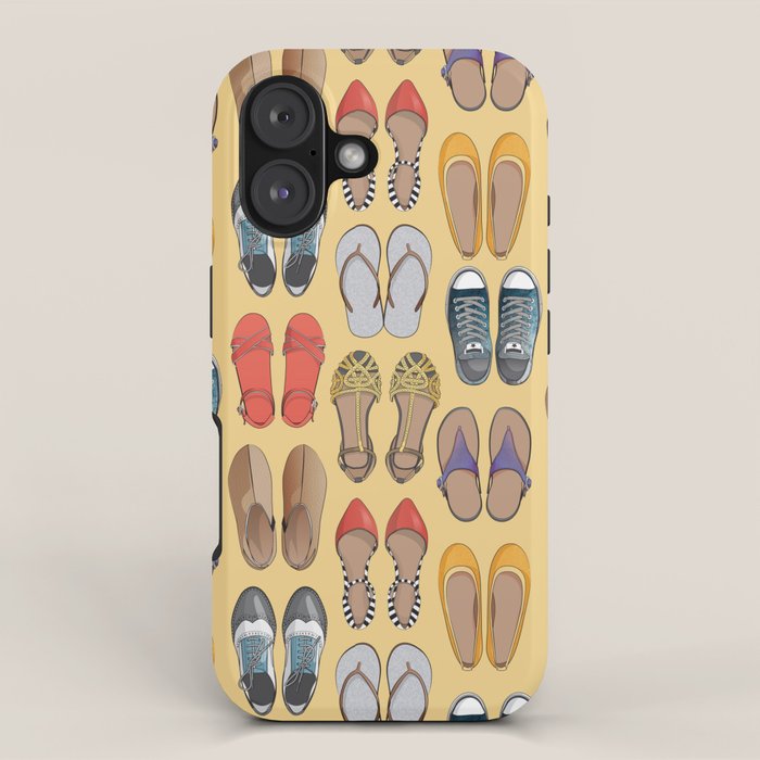 Hard choice // shoes on yellow background iPhone Case Gallery Image 1