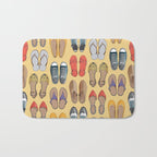Hard choice // shoes on yellow background Bath Mat Gallery Image 1