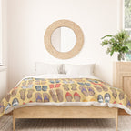 Hard choice // shoes on yellow background Duvet Cover Gallery Image 3