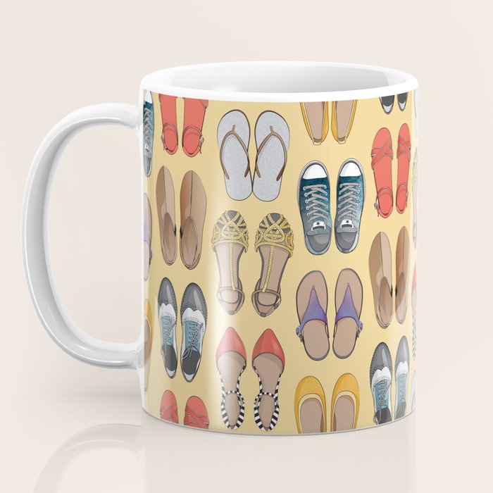 Hard choice // shoes on yellow background Coffee Mug Gallery Image 3