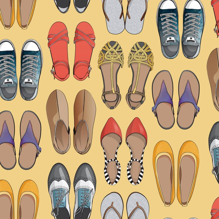 Hard choice // shoes on yellow background Coffee Mug Gallery Image 2