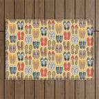 Hard choice // shoes on yellow background Outdoor Rug Gallery Image 1