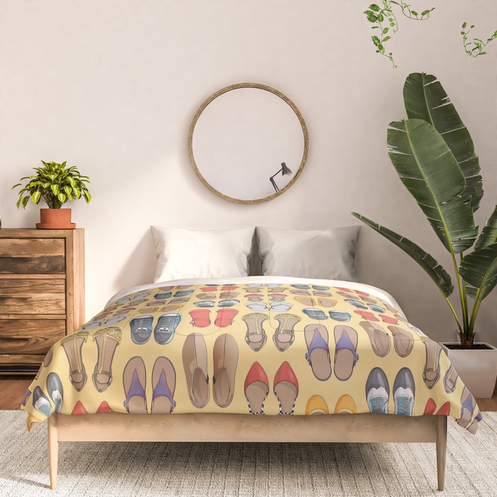 Hard choice // shoes on yellow background Comforter Gallery Image 3