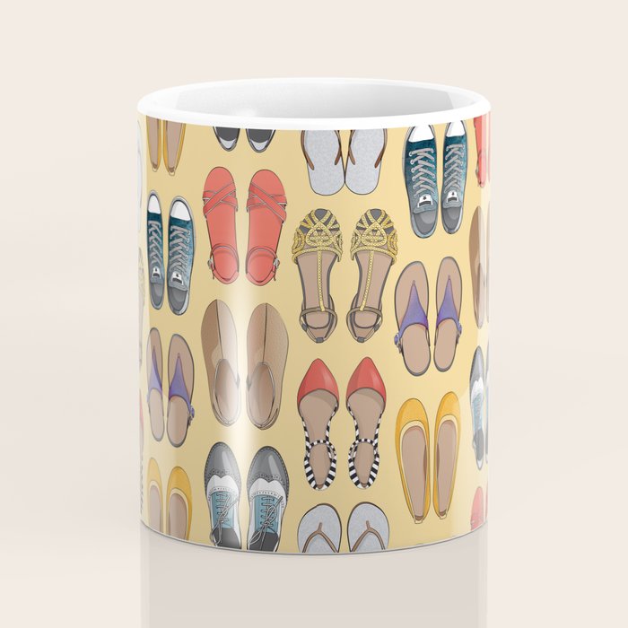 Hard choice // shoes on yellow background Coffee Mug Gallery Image 4