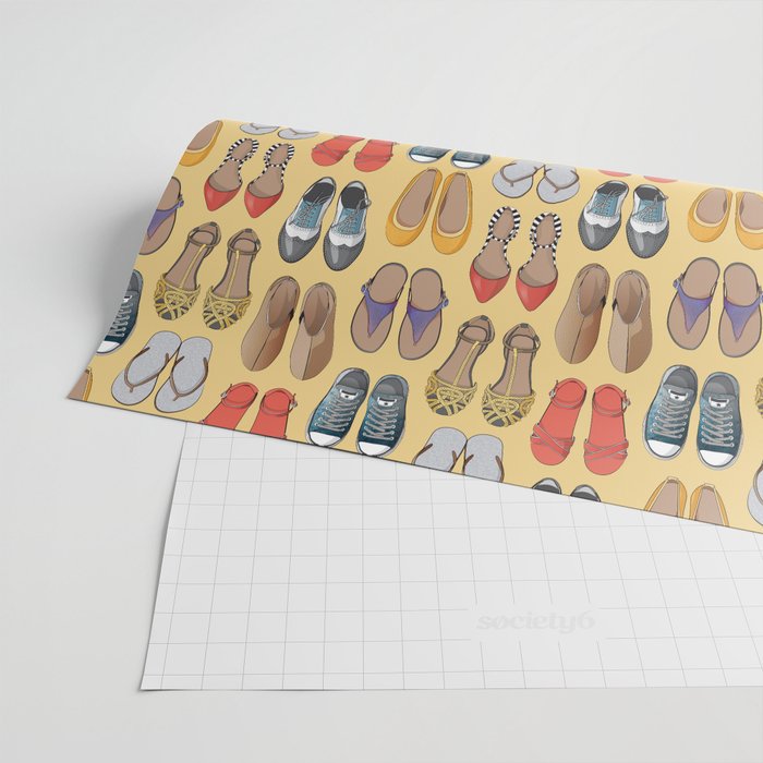 Hard choice // shoes on yellow background Wrapping Paper Gallery Image 2