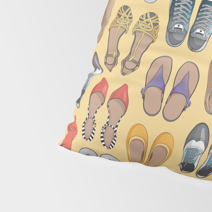 Hard choice // shoes on yellow background Pillow Sham Gallery Image 4