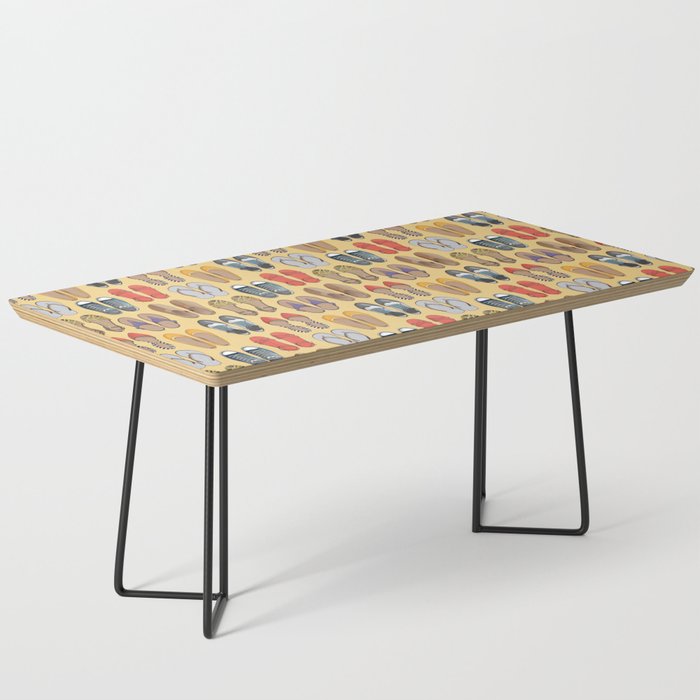 Hard choice // shoes on yellow background Coffee Table Gallery Image 1