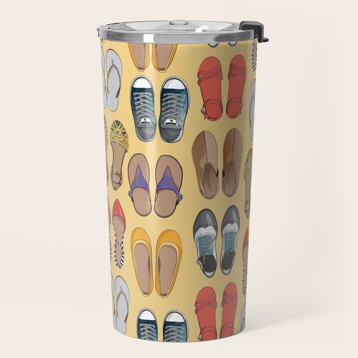 Hard choice // shoes on yellow background Travel Mug Gallery Image 2