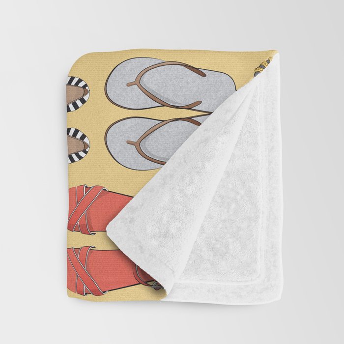 Hard choice // shoes on yellow background Throw Blanket Gallery Image 3