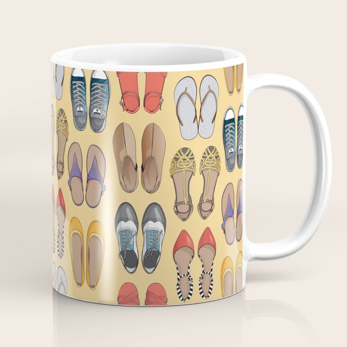 Hard choice // shoes on yellow background Coffee Mug Gallery Image 1