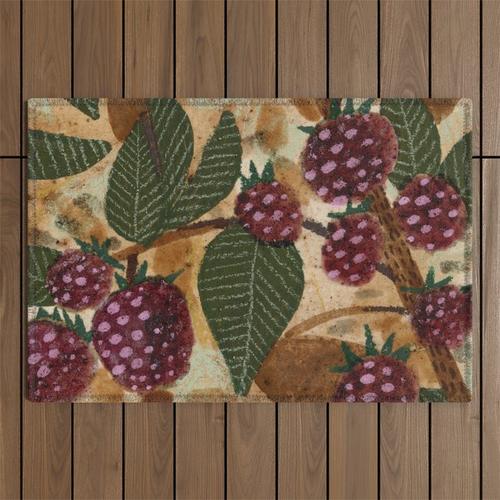 In Season in Red Raspberry and Forest Green Outdoor Rug Gallery Image 1