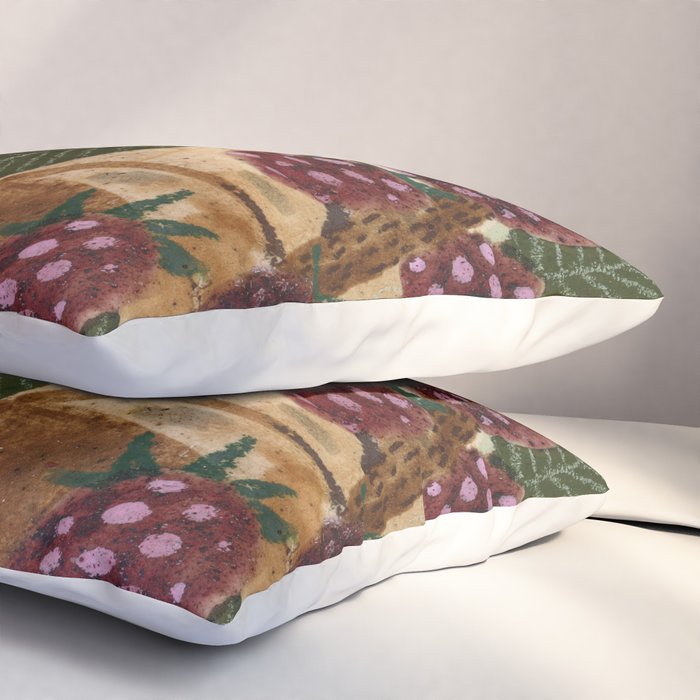 In Season in Red Raspberry and Forest Green Pillow Sham Gallery Image 3